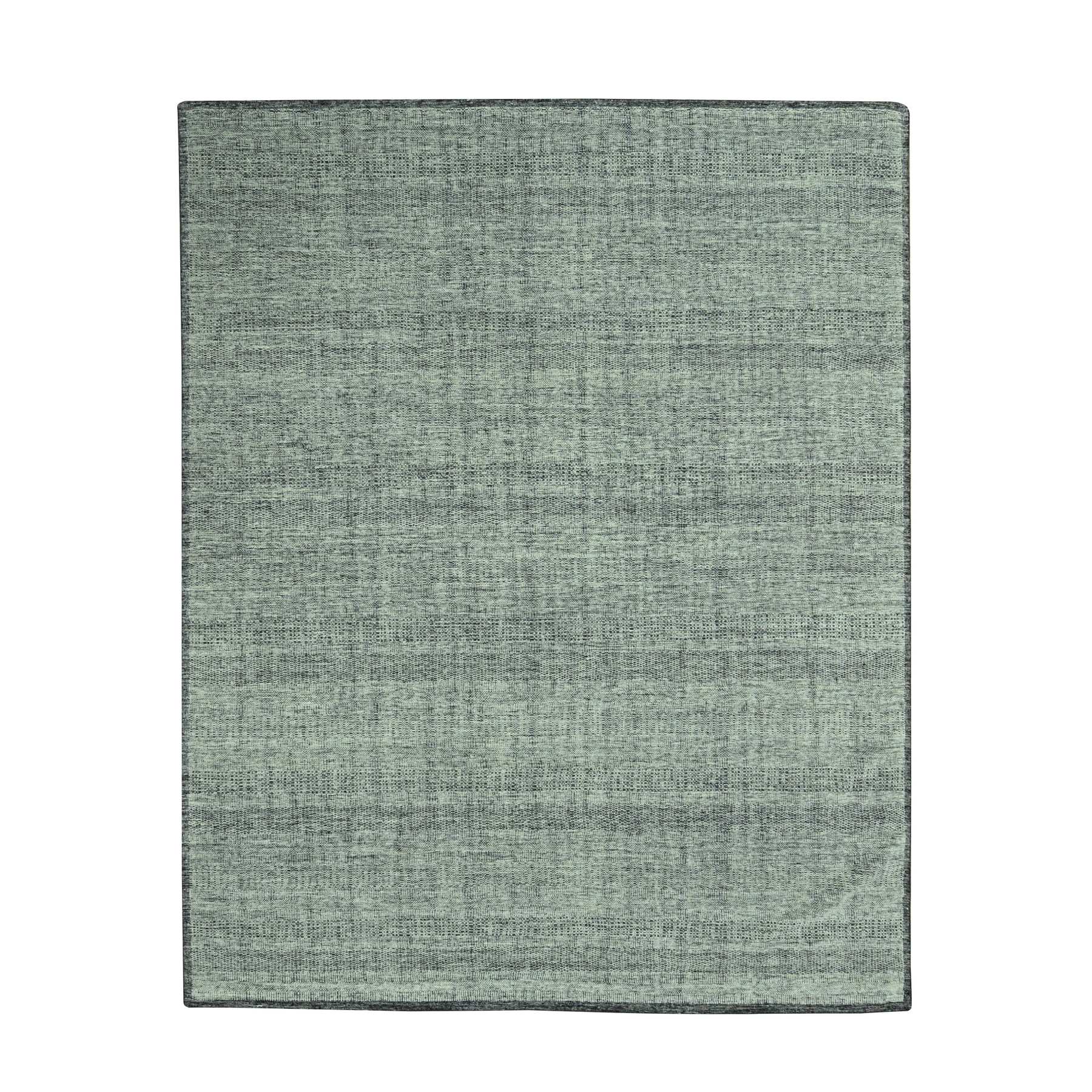 Charcoal Black with Ivory, Oxidized and Distressed Grass Design with Exposed Warps, 100% Wool, Hand Knotted, XL, Oversized, Oriental Rug